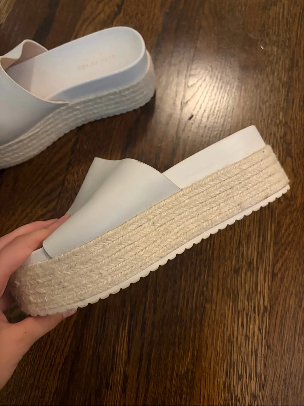 kate spade Cream Espadrille Platform Slide Sandals